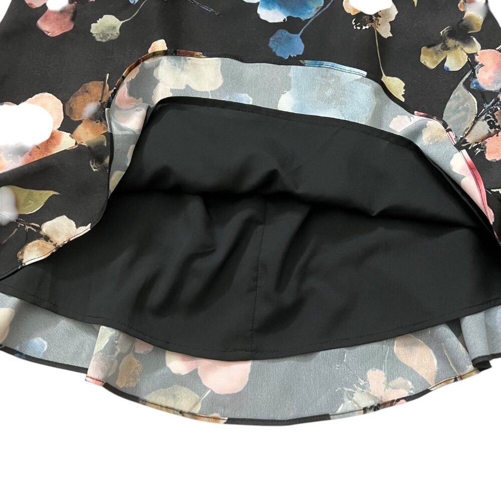 Anthropologie Hutch Shea Floral Mini Dress Black 6 Long Sleeve Ruffle Romantic - Picture 8 of 16